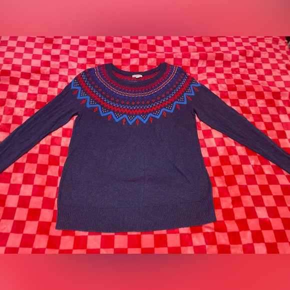 Merona navy blue and red long sleeve soft crewneck sweater - Picture 2 of 11